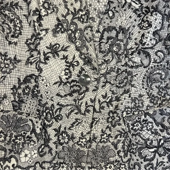 Emanuel Ungaro Vintage Black & White Lace Print Blazer – Size 2/36 - Picture 2 of 9